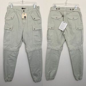 SER.O.YA John Cargo Tapered Pants Convertible Light Green Italy Women's 26 NEW